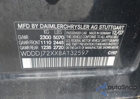 2008 Mercedes-Benz Cls 550 z USA, uszkodzony, nr VIN WDDDJ72XX8A132597